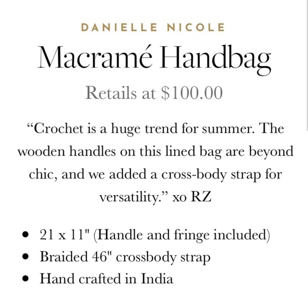 Nwot Danielle Nicole Macrame Handbag - image 4